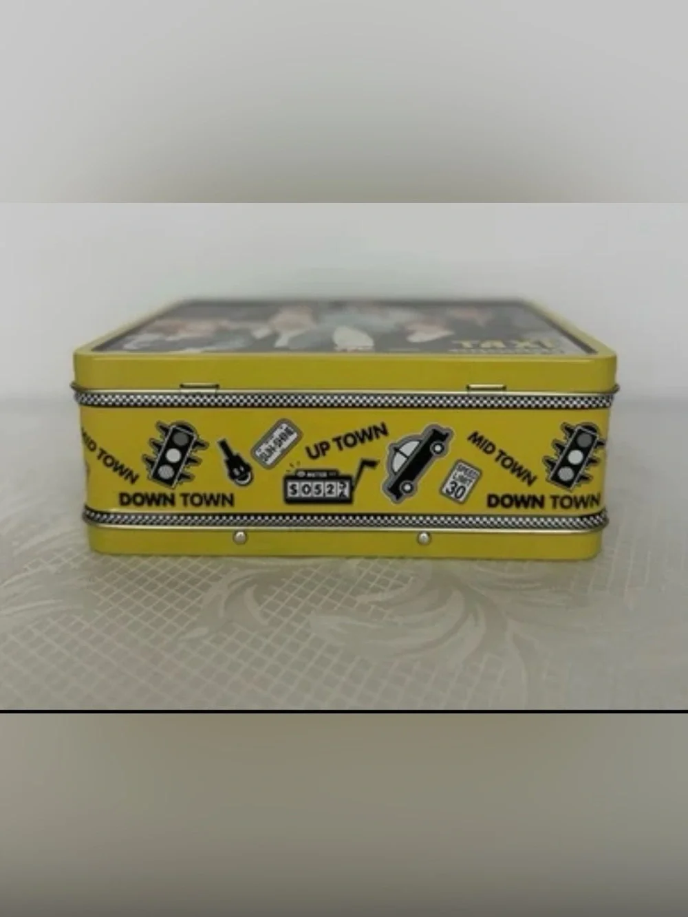 Vintage 1980s Taxi Tv Show Cast Metal  Lunchbox - Retro Yellow Tin
